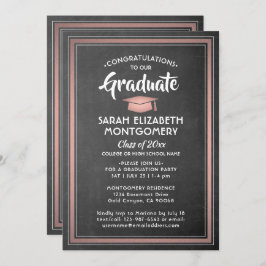 Invitación 1 Cartón negro elegante fotográfico y graduación r