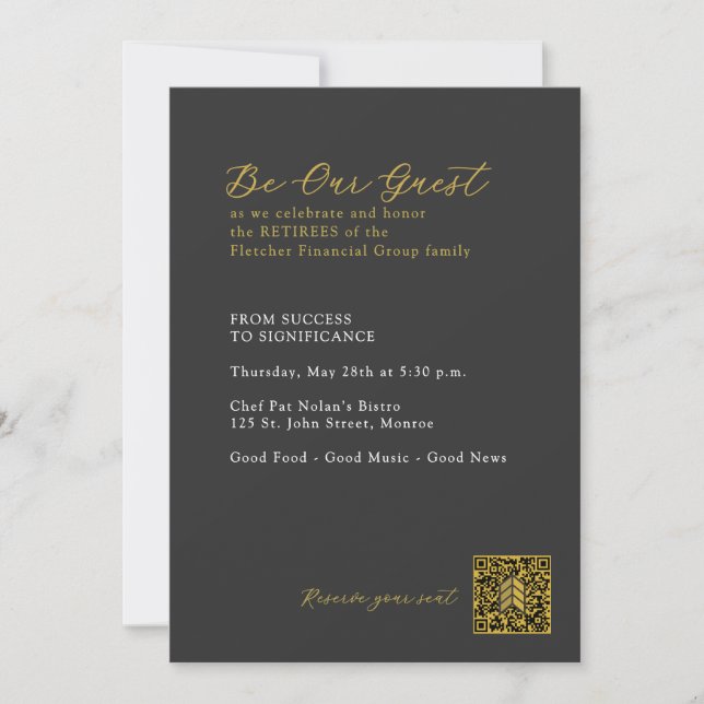 Invitación 1 | Cena de jubilación FFG Oscuro (Anverso)