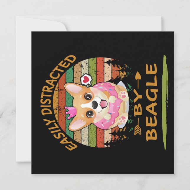 Invitación 1 Easily Distracted By Beagle (Anverso)