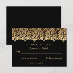 Invitación #1 Estampado de Leopardo Diamantes de Oro RSVP