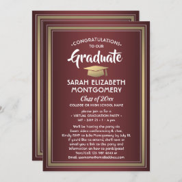 Invitación 1 Foto del partido virtual de graduación Borgoña y