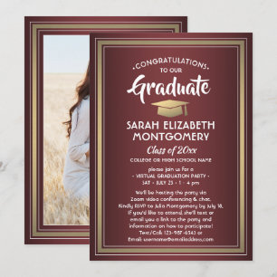 Invitación 1 Foto del partido virtual de graduación Borgoña y