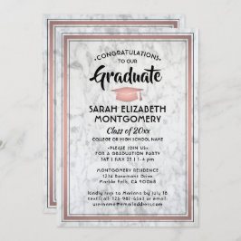 Invitación 1 Foto Elegante Marble y graduación de oro rosa