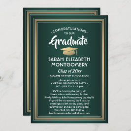 Invitación 1 Foto Fiesta de Graduación Virtual Verde Dorado B