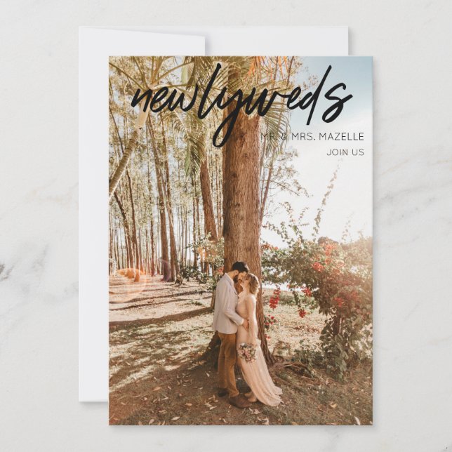 Invitación 1 Foto Recién Matrimoniales Recepción post boda -  (Anverso)