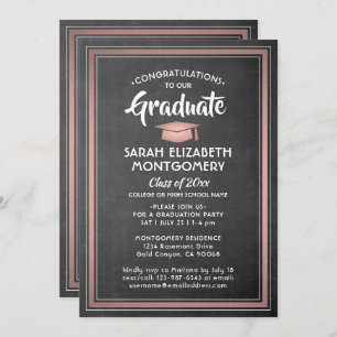 Invitación 1 Placa de Chalkboard elegante fotográfica y gradu