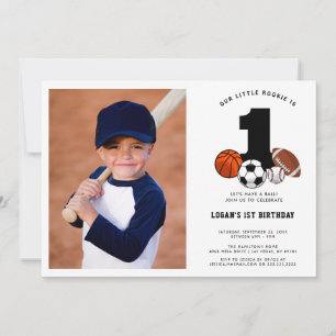 Invitación 1 Primer cumpleaños del niño dedicado a los deport