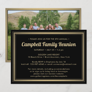 Invitación 1 Reunión de la familia fotográfica elegante negro