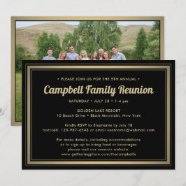 Invitación 1 Reunión de la familia fotográfica elegante negro
