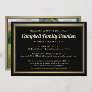 Invitación 1 Reunión de la familia fotográfica elegante negro