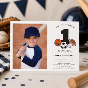 Invitación 1 Tema de Deportes con Pelota Cumpleaños del Niño 