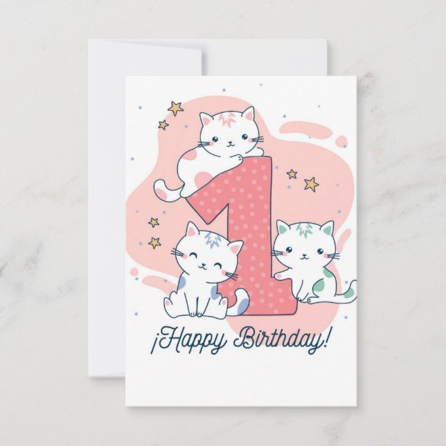 Invitación 1 Year Old - Happy Birthday (Anverso)
