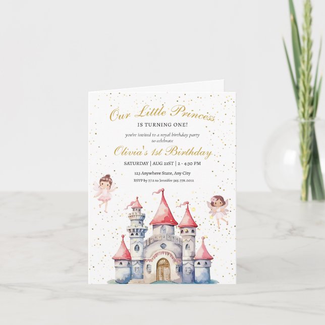 Invitación 1er Cumpleaños de Princesa, Castillo de (Anverso)