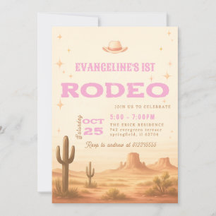 Invitación 1er cumpleaños personal de Rodeo Cowgirl Wild West