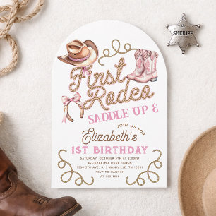 Invitación 1er Rodeo Cumpleaños Rosa Cumpleaños de las Niñas
