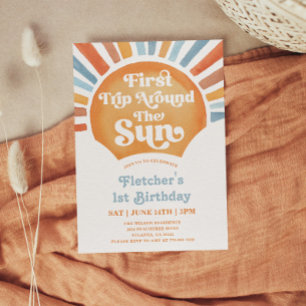 Invitación 1er Viaje Alrededor Del Sol Niño Cumpleaños 1