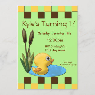 Invitación 1r cumpleaños amarillo de Duckie