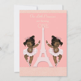 Invitación 1r cumpleaños de los gemelos de la torre Eiffel