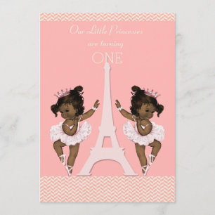 Invitación 1r cumpleaños de los gemelos de la torre Eiffel