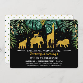 Invitación 1r cumpleaños de selva de los animales tropicales