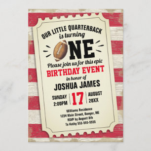 Invitación 1r El cumpleaños se divierte rojo rústico del