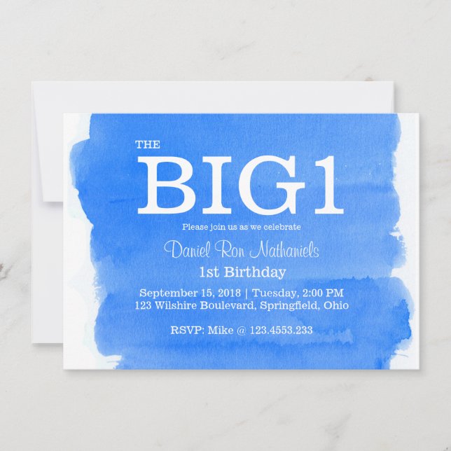 Invitación 1r Lavado azul de la acuarela de Little Boy del (Anverso)