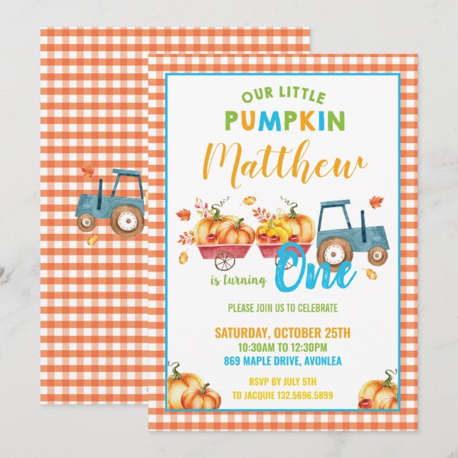 Invitación 1r muchacho del camión de la cosecha de la fiesta (Anverso / Reverso)