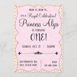Invitación 1r Princesa real Invitation de la celebración del