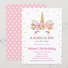 Invitación 1r purpurina del oro de los chicas de la