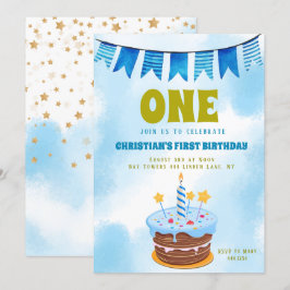 Invitación 1r Torta del muchacho del cumpleaños