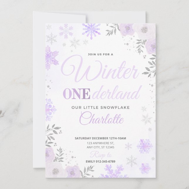 Invitación 1ra de Winter ONEderland Copo de Nieve  (Anverso)