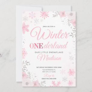 Invitación 1ra de Winter ONEderland Copo de Nieve 
