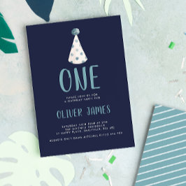 Invitación 1ra fiesta de cumpleaños de la acuarela del gorra