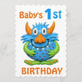 Invitación 1ra fiesta de cumpleaños del monstruo del bebé