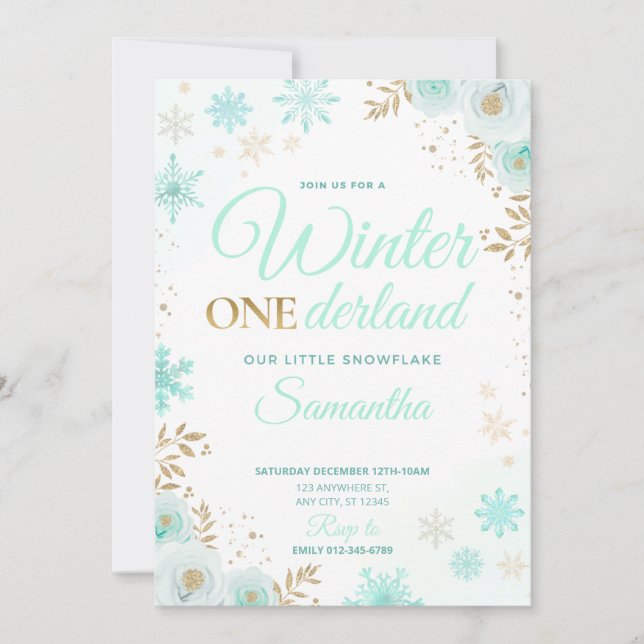 Invitación 1ra. Nieve Verde de Winter ONEderland C (Anverso)