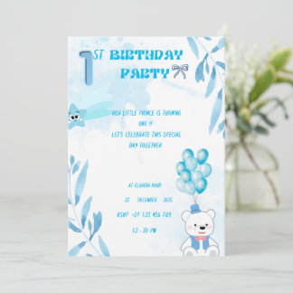 Invitación 1st baby boy birthday invitation 