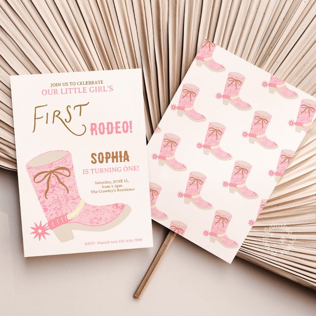 Invitación 1st Birthday Cowgirl First Rodeo  Invite (girls first rodeo birthday invite)