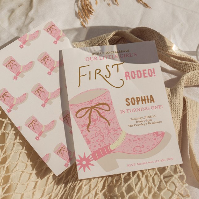 Invitación 1st Birthday Cowgirl First Rodeo  Invite (first rodeo girls birthday invite)