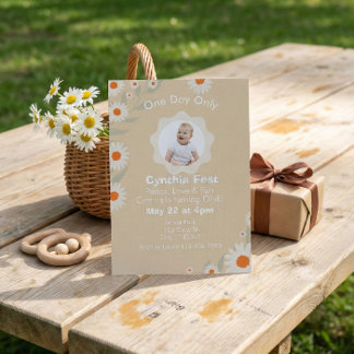 Invitación 1st Birthday Daisy Fest, with Picture