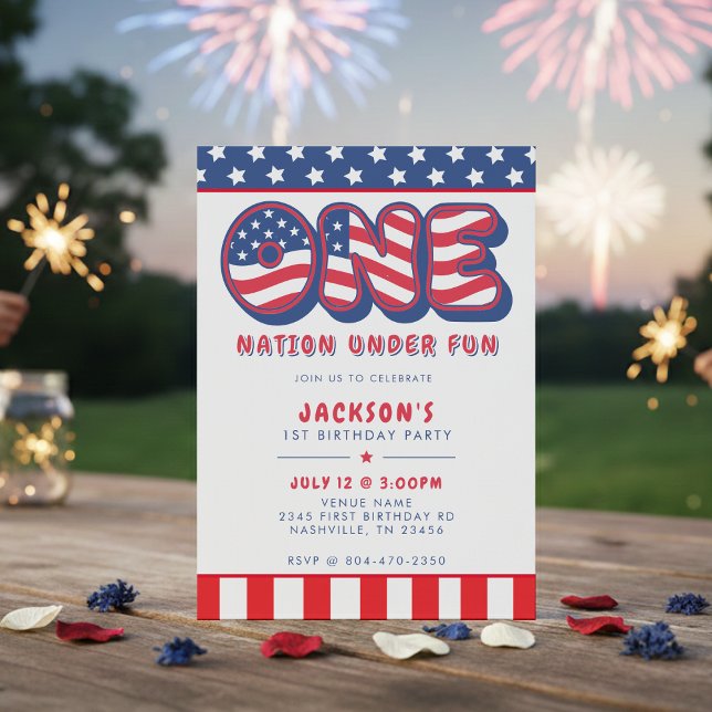 Invitación 1st Birthday Party Patriotic USA Flag July 4th (Subido por el creador)