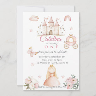 Invitación 1st Birthday Princess Girl Invitation