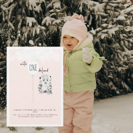 Invitación 1st Birthday Winter Wonderland Leopard Birthday 