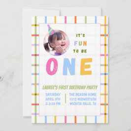INVITACIÓN 1ST- IT'S FUN TO BE ONE FIRST BIRTHDAY INVITATION 
