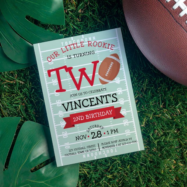 Invitación 2º cumpleaños del estadio Cute Trendy Football Fie (Subido por el creador)