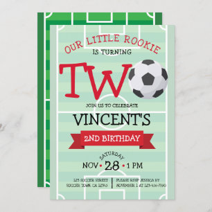 Invitación 2º cumpleaños del estadio Cute Trendy Soccer Field