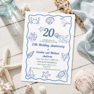 Invitación 20º Aniversario de Boda Chic Dibujado a Mano Vida