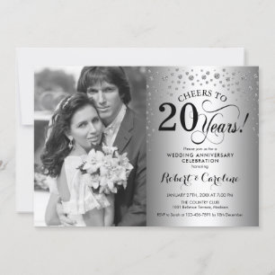 Invitación 20º Aniversario de Boda con Foto - Plata