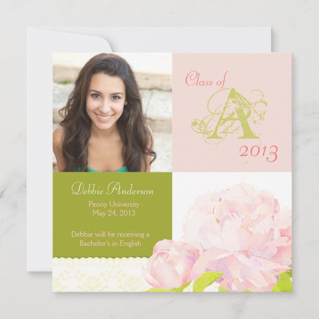 Invitación 2013 del monograma de la graduación de (Anverso)