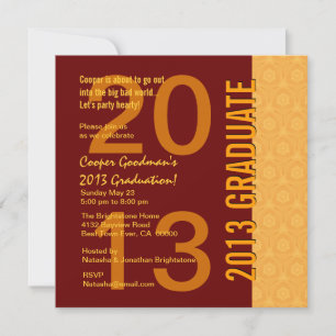 Invitación 2013 o cualquier año de graduación Sienna Gold G43