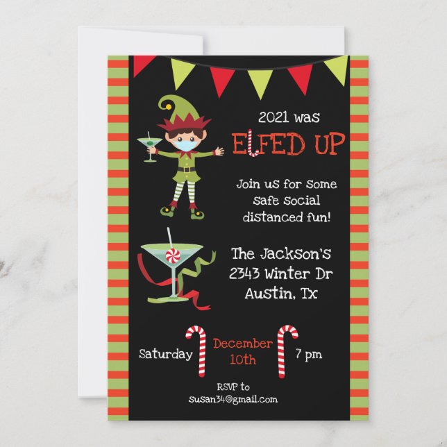 Invitación 2021 fue Elfed Up divertida fiesta de cócteles de  (Anverso)
